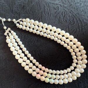 Vintage Three Strand White Faux Pearls